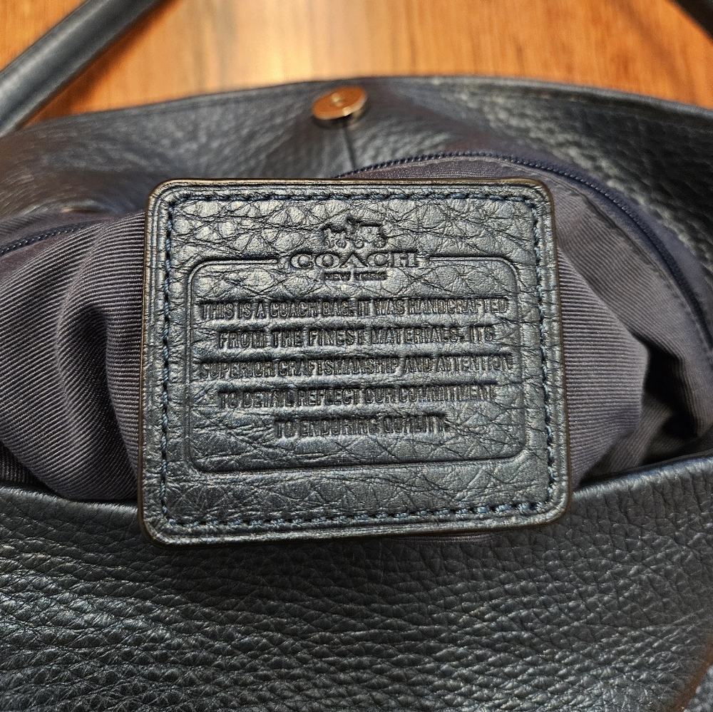 Coach Boho Metallic Navy Pebbled Leather Shoulder Bag w/ Silver Accents - Picture 8 of 12